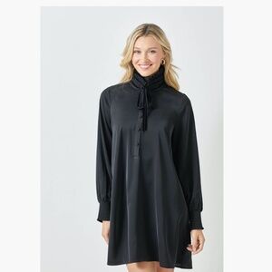 Mystree Tie-Neck Swing Dress Black